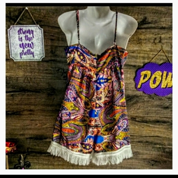 Joyce Romper Size S Bohemian Chic Fringe NWOT - Picture 4 of 10